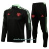 Sudadera De Entrenamiento Trajes Manchester United Cremallera De Cuarto 2022-23 Negra - Niño